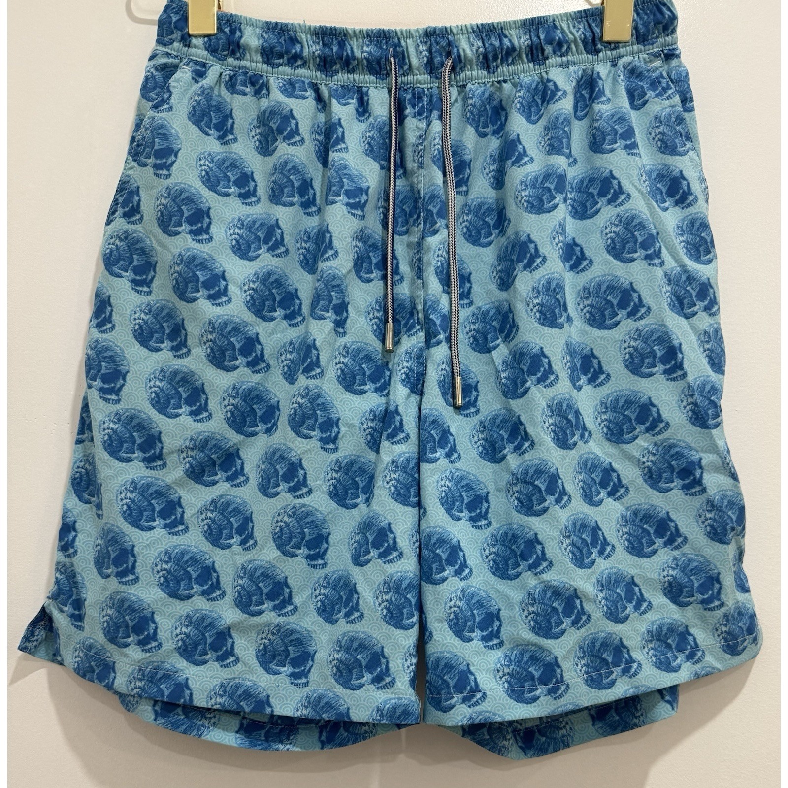 Peter Millar Swim Trunks Mens Large Blue Shell Skull Seaside Collection Shorts